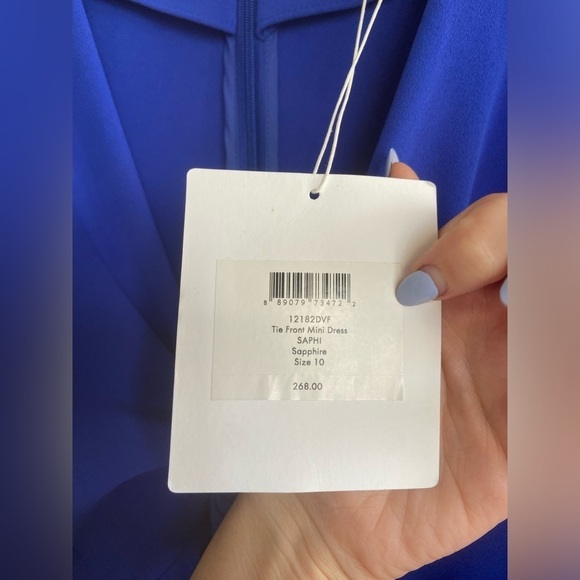 Diane von Furstenberg Tie Front Mini Crepe Dress Size 10 NEW - Picture 12 of 16